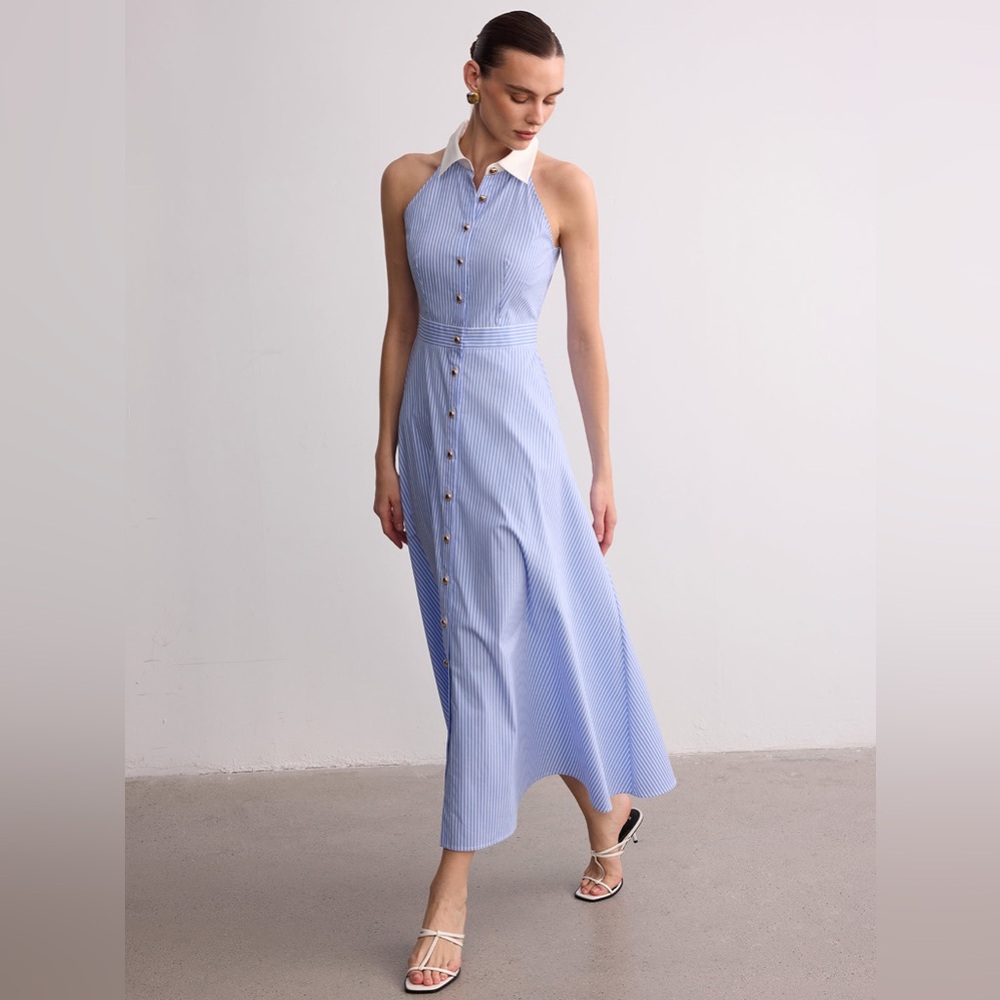Commense Collared Sleeveless Maxi